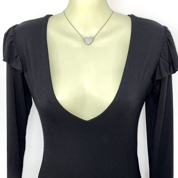 Anthropologie Body Suit “Out From Under “ Black Stretch Scoop Neck NWOT Med - Picture 2 of 6